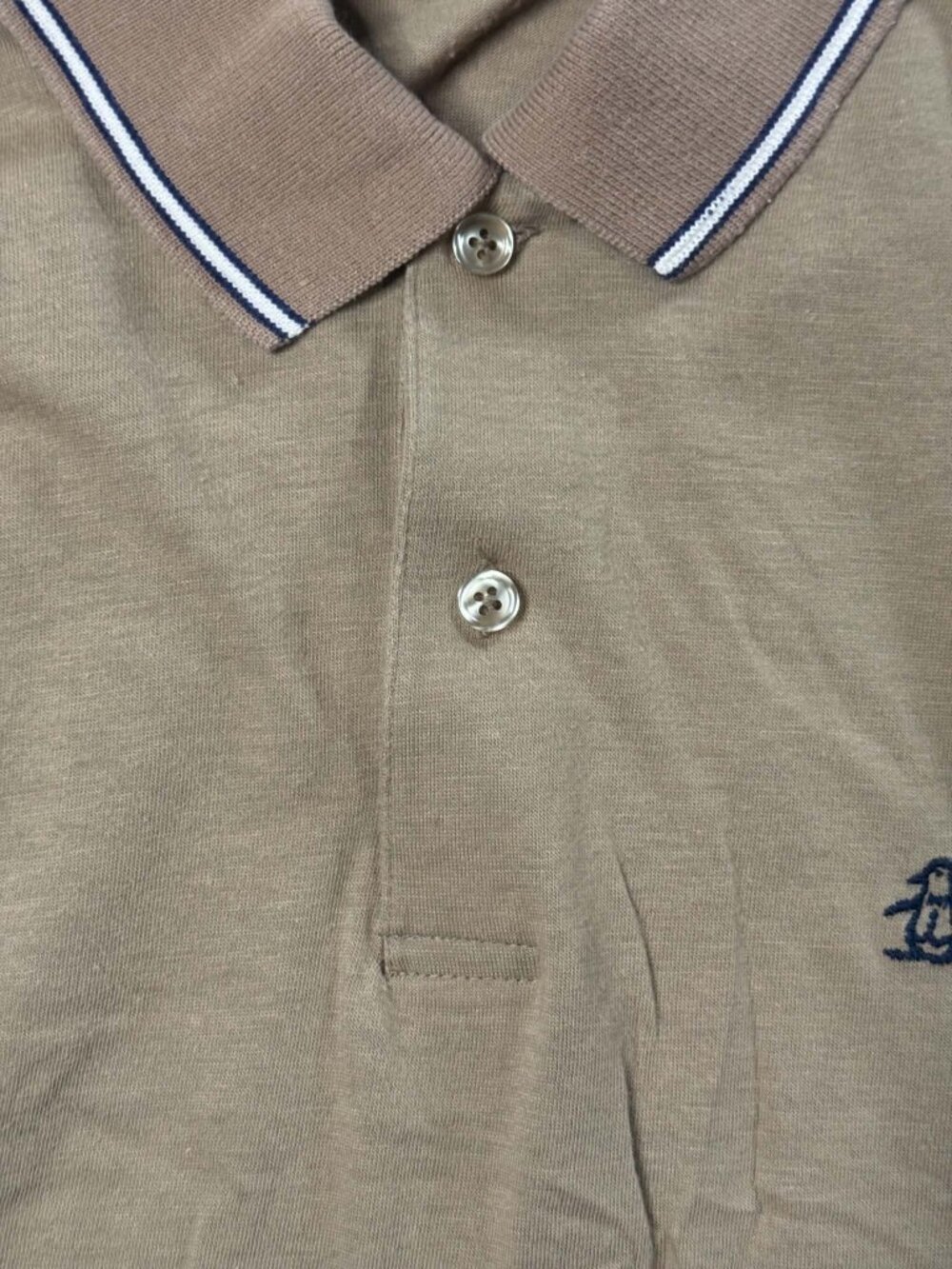 Vintage VTG Grand Slam Munsingwear Penguin Polo Shirt Medium Tan Tipping Navy